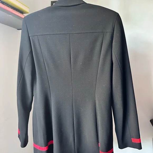 ESCADA MARGARETHA LEY VINTAGE BLACK BLAZER RED TRIM RED INTERIOR DETAILS - Picture 3 of 9